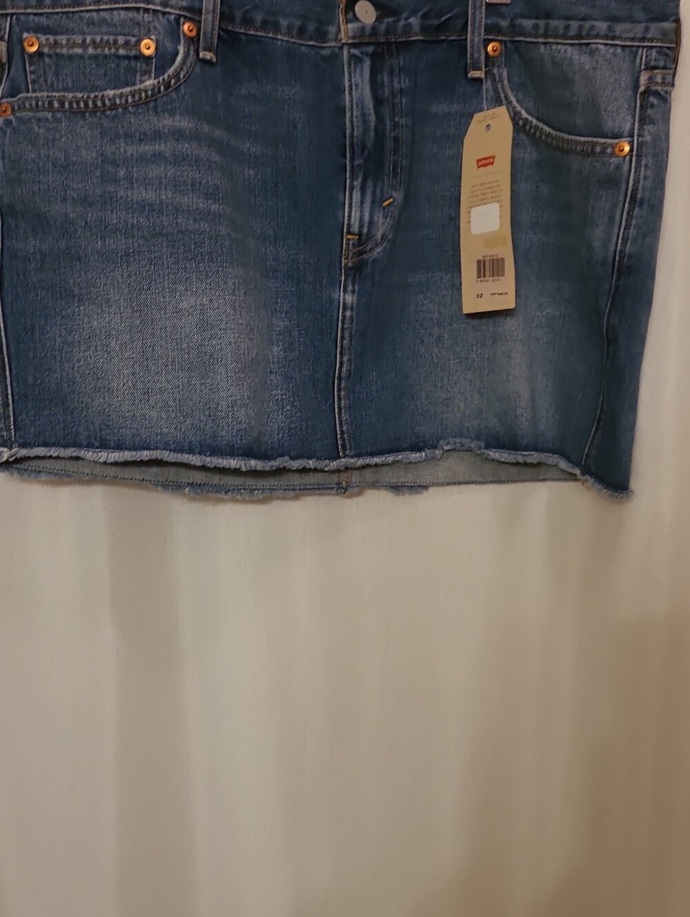 Levi's Distressed Blue Denim Mini Skirt